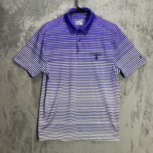 Under Armour Shirt Mens‎ M Blue Striped Golf Polo Loose Fit Heat Gear